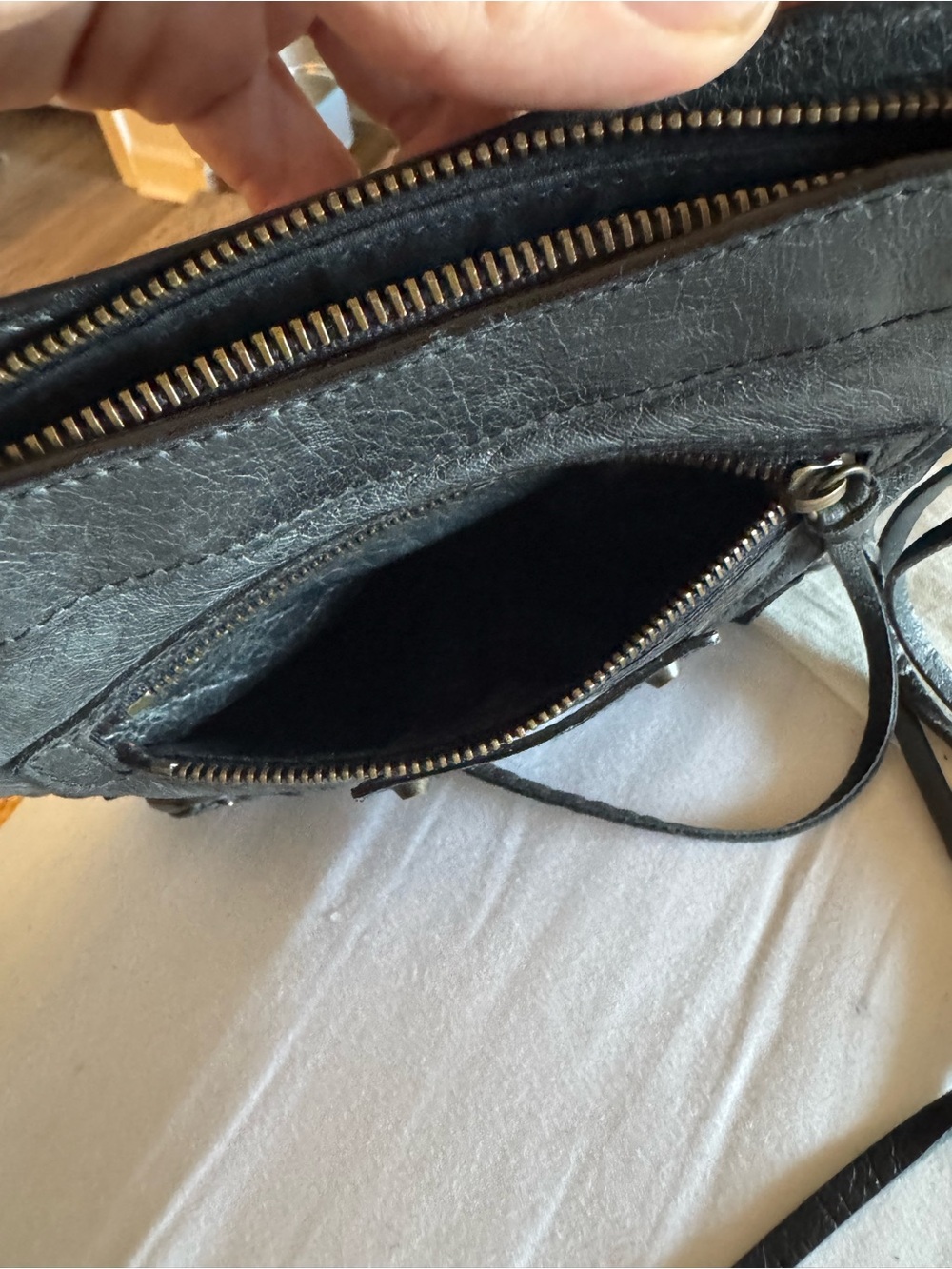 Balenciaga Makeup Pouch Clutch Anthracite Agneau Lambskin - Picture 7 of 8